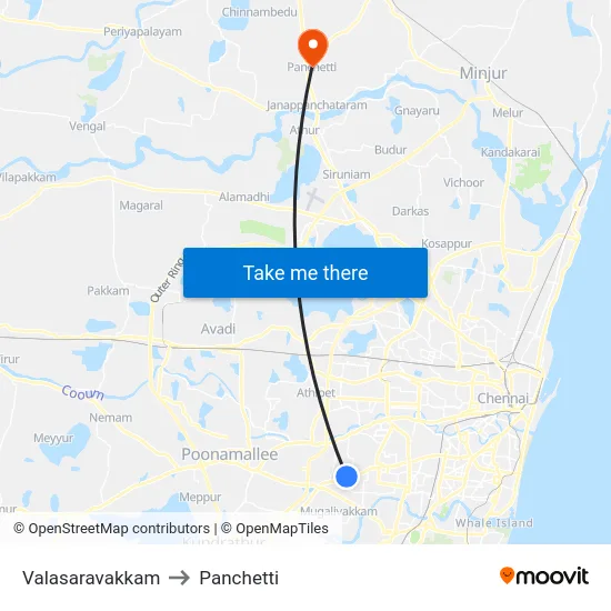 Valasaravakkam to Panchetti map