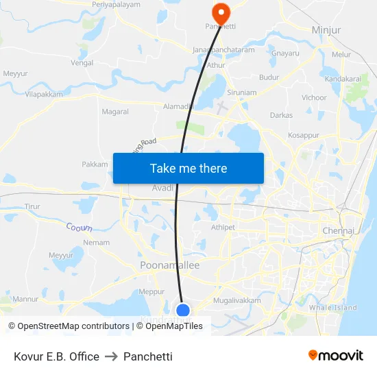 Kovur E.B. Office to Panchetti map