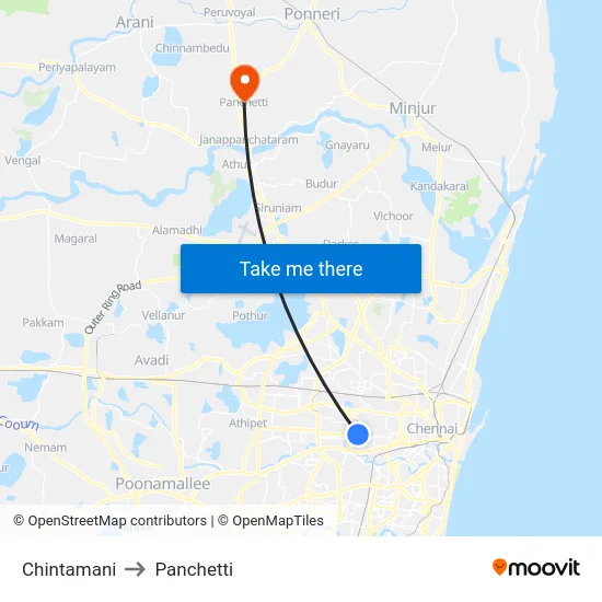 Chintamani to Panchetti map