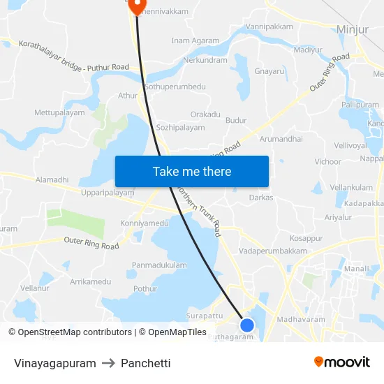 Vinayagapuram to Panchetti map
