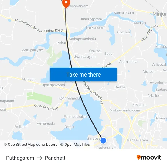 Puthagaram to Panchetti map