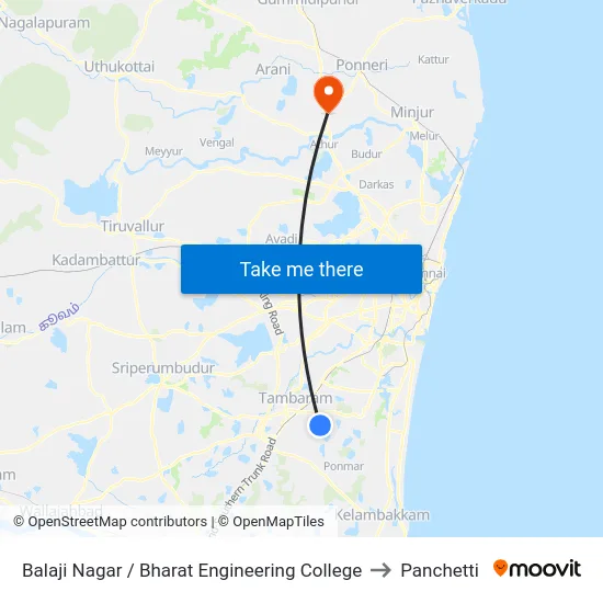 Balaji Nagar / Bharat Engineering College to Panchetti map
