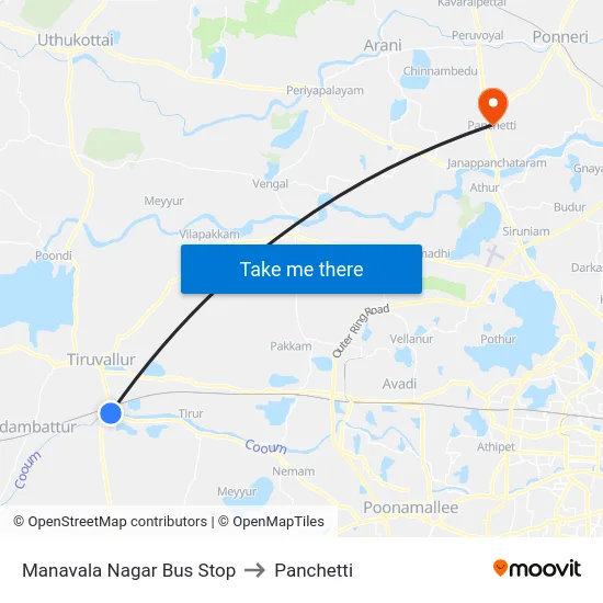Manavala Nagar Bus Stop to Panchetti map