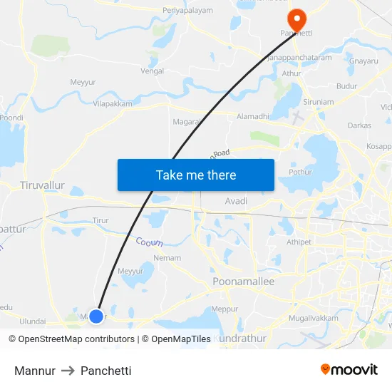 Mannur to Panchetti map