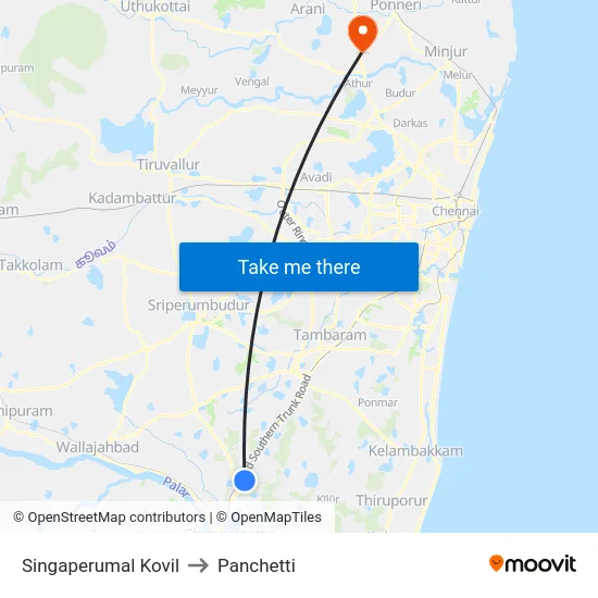 Singaperumal Kovil to Panchetti map