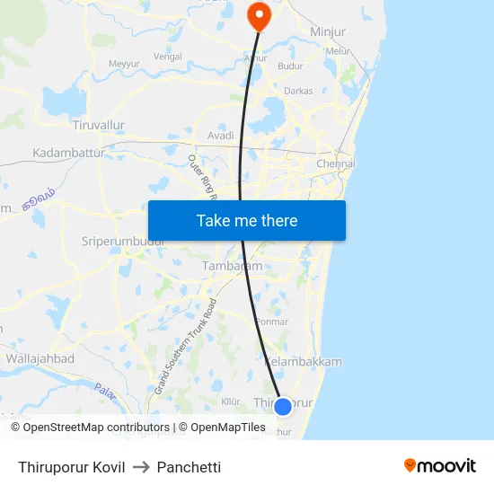 Thiruporur Kovil to Panchetti map