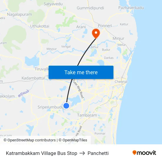 Katrambakkam Village Bus Stop to Panchetti map
