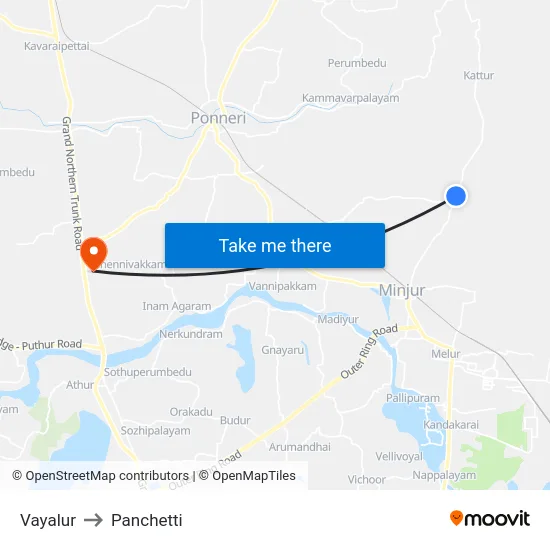 Vayalur to Panchetti map