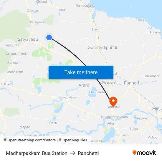 Madharpakkam Bus Station to Panchetti map