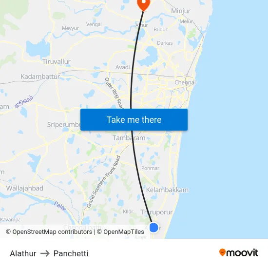 Alathur to Panchetti map