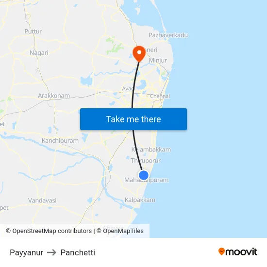 Payyanur to Panchetti map