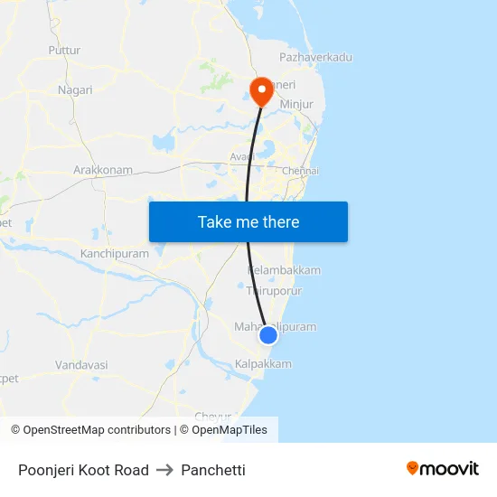 Poonjeri Koot Road to Panchetti map