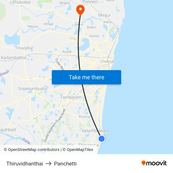 Thiruvidhanthai to Panchetti map