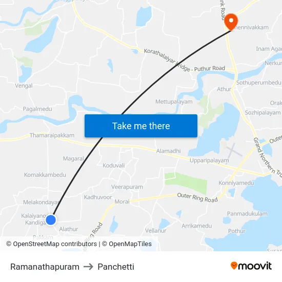 Ramanathapuram to Panchetti map
