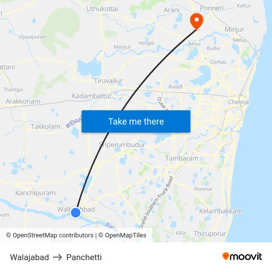 Walajabad to Panchetti map