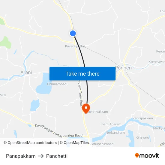 Panapakkam to Panchetti map