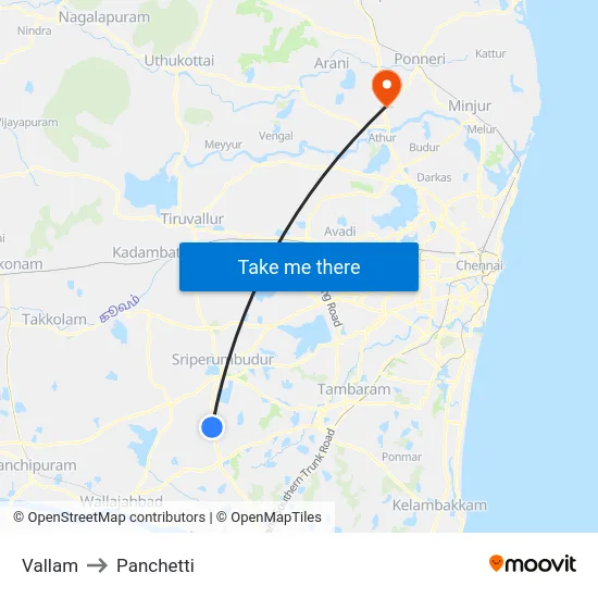 Vallam to Panchetti map