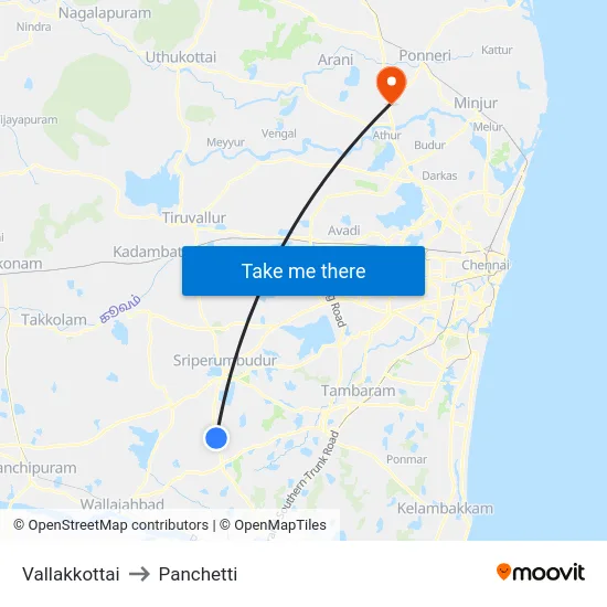 Vallakkottai to Panchetti map