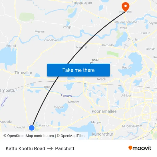 Kattu Koottu Road to Panchetti map