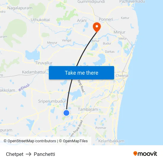 Chetpet to Panchetti map