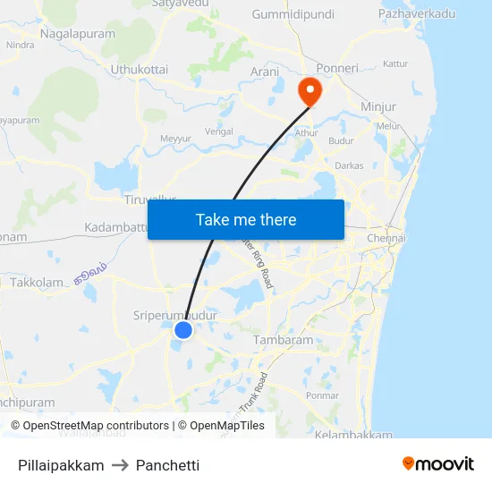 Pillaipakkam to Panchetti map