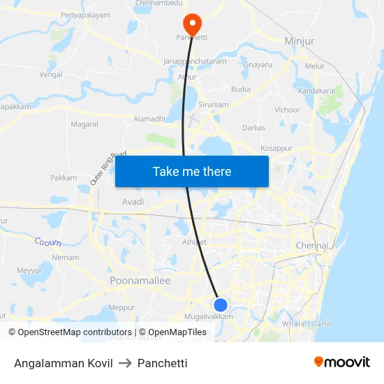 Angalamman Kovil to Panchetti map