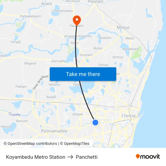 Koyambedu Metro Station to Panchetti map