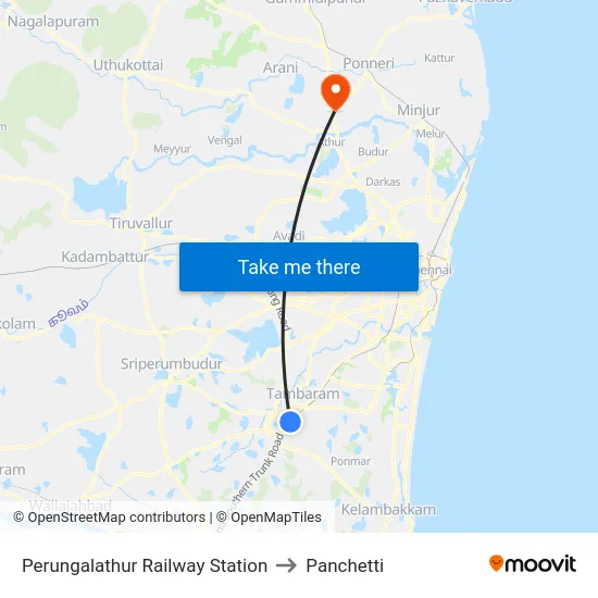 Perungalathur Railway Station to Panchetti map