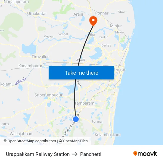 Urappakkam Railway Station to Panchetti map