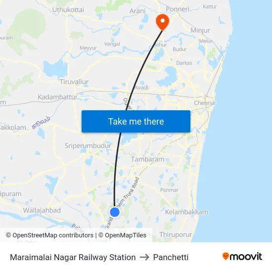 Maraimalai Nagar Railway Station to Panchetti map