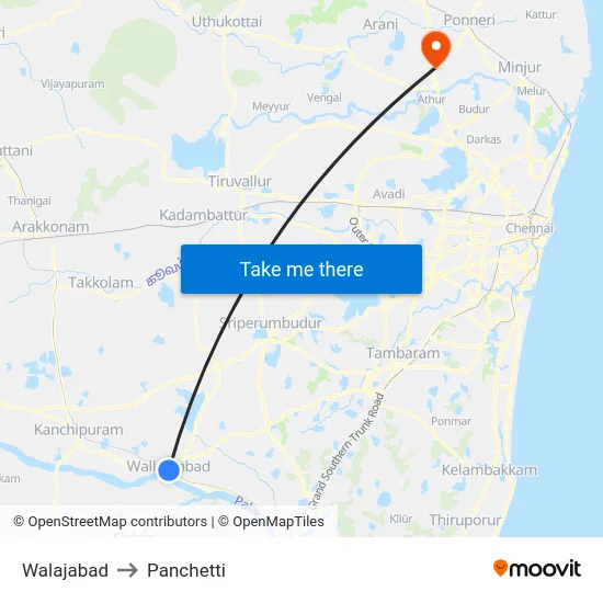 Walajabad to Panchetti map