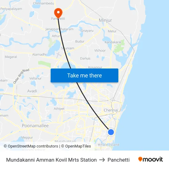 Mundakanni Amman Kovil Mrts Station to Panchetti map
