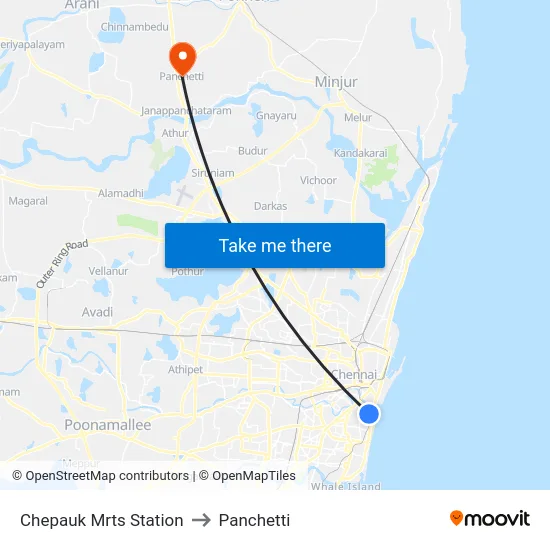 Chepauk Mrts Station to Panchetti map
