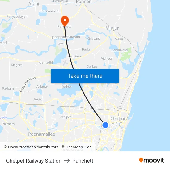 Chetpet Railway Station to Panchetti map