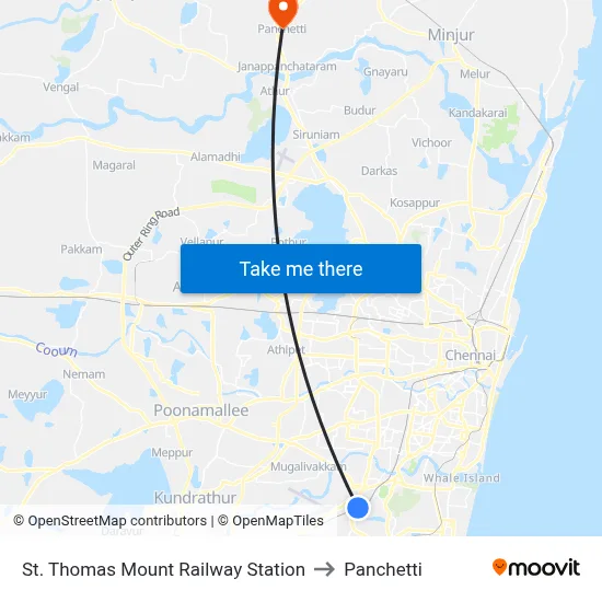 St. Thomas Mount Railway  Station to Panchetti map