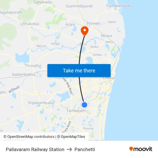 Pallavaram Railway Station to Panchetti map