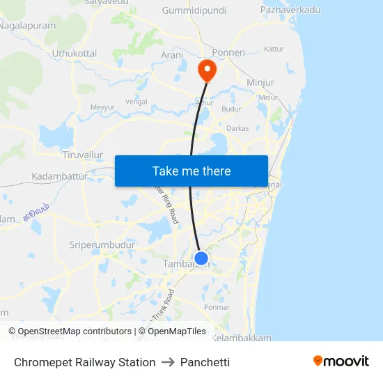Chromepet Railway Station to Panchetti map