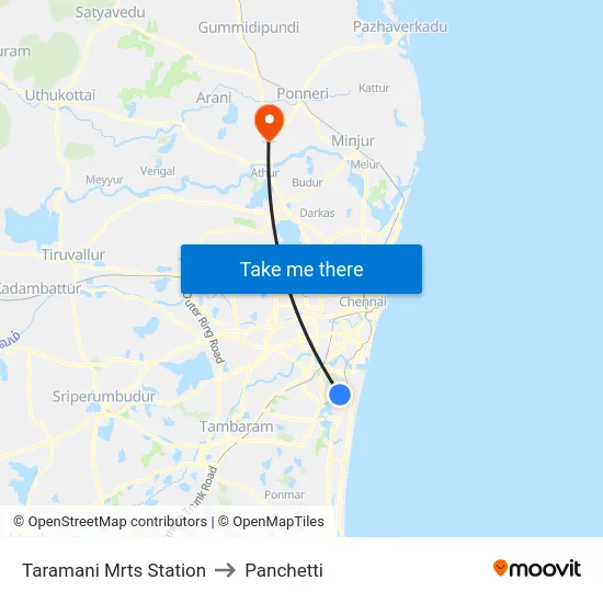 Taramani Mrts Station to Panchetti map