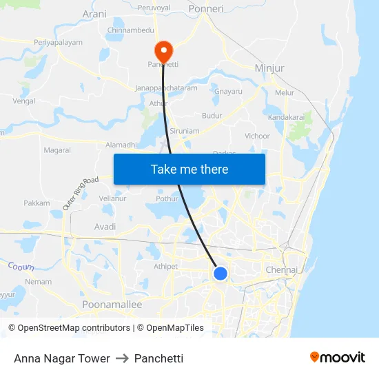 Anna Nagar Tower to Panchetti map