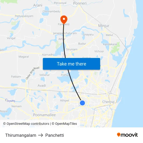 Thirumangalam to Panchetti map