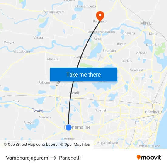 Varadharajapuram to Panchetti map