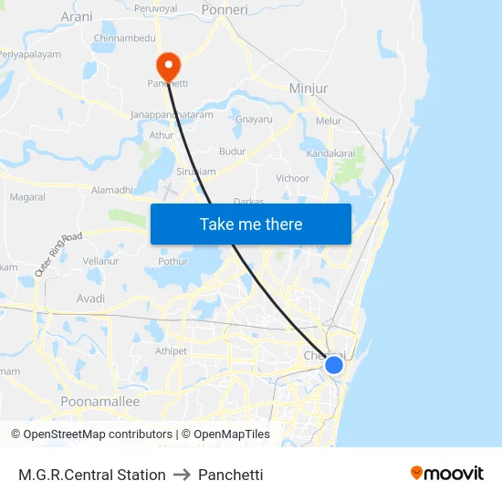 M.G.R.Central Station to Panchetti map