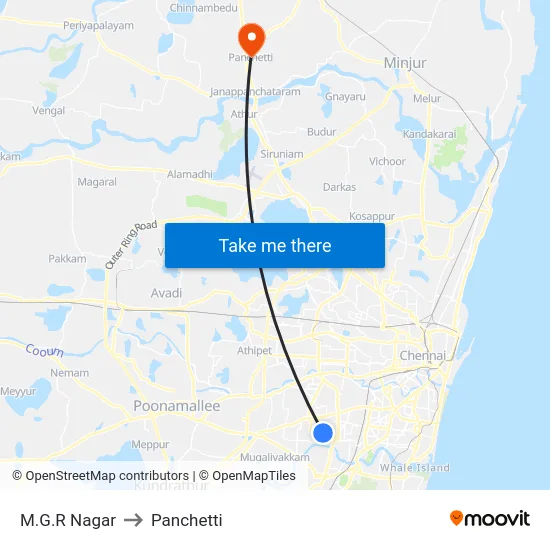 M.G.R Nagar to Panchetti map