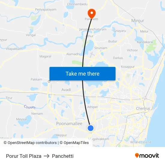 Porur Toll Plaza to Panchetti map
