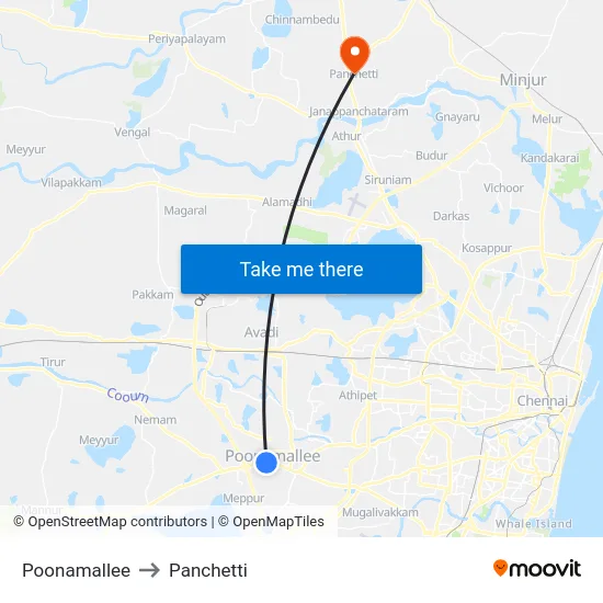 Poonamallee to Panchetti map