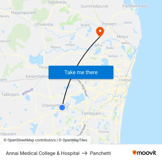 Annai Medical College & Hospital to Panchetti map