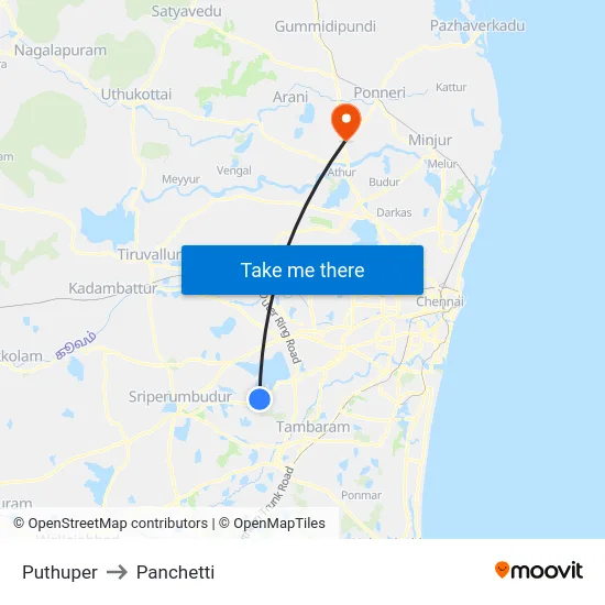 Puthuper to Panchetti map