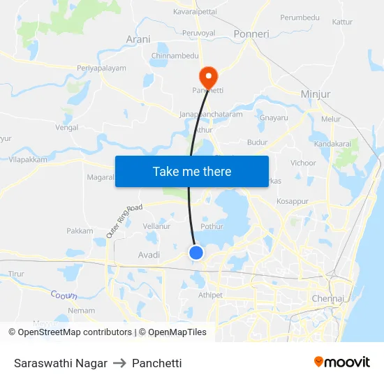 Saraswathi Nagar to Panchetti map