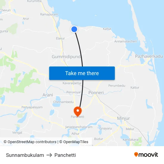 Sunnambukulam to Panchetti map
