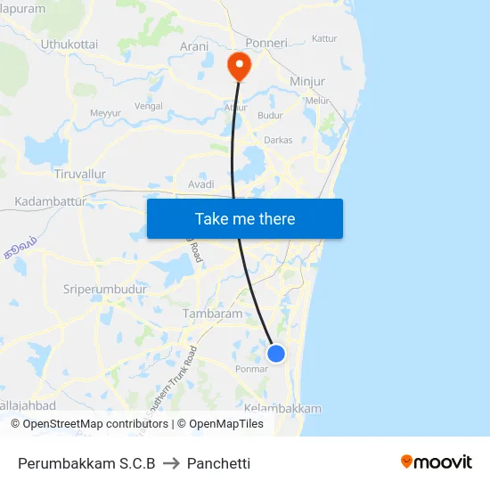 Perumbakkam S.C.B to Panchetti map